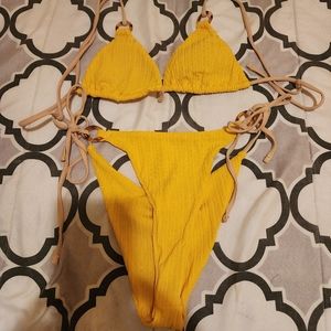 Yellow bikini top and bottom